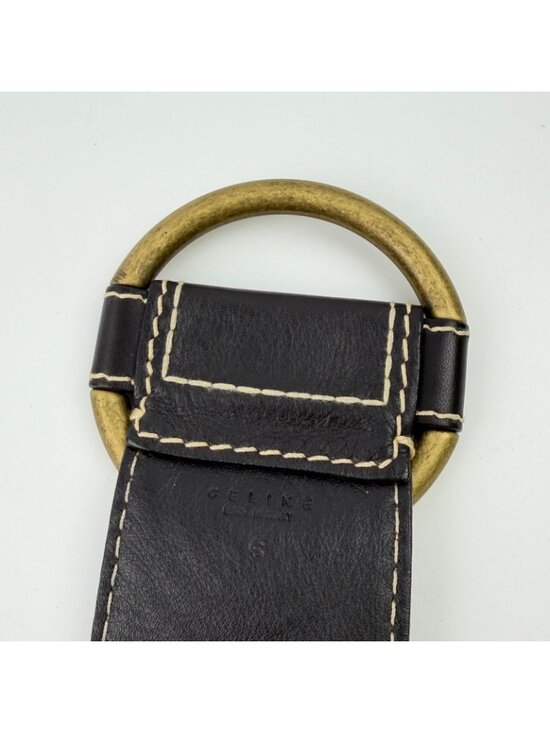 Celine Circle Buckle Spiral Pattern Leather Belt Brown Gold Vintage main image 9